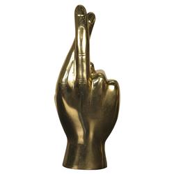 Farella Industrial Loft Decorative Brass Fingers Crossed Hand Sculpture|