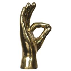 Farella Industrial Loft Decorative Brass OK Sign Hand Sculpture|