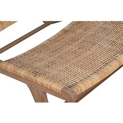 Lemar Coastal Beach Brown Teak Wood Frame Rattan Seat Back Occasional Chair|