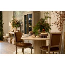 Jona French Country Grey Pine Clear Glass Door Dining Hutch China Cabinet|