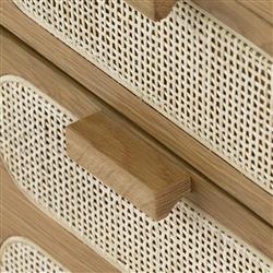 Allie Coastal Light Brown Oak Wood Natural Woven Cane Desk|