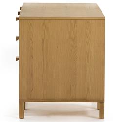 Allie Coastal Light Brown Oak Wood Natural Woven Cane Desk|