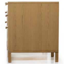 Allie Coastal Light Brown Oak Wood Natural Woven Cane Desk|