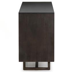 Marina Coastal Beach Black Solid Mango Wood Woven Cane Sideboard|