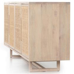 Marina Coastal Beach White Washed Mango Wood Woven Cane Sideboard|