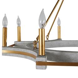 Lockhart French Grey Wood Vintage Gold Iron Candle Style Chandelier|
