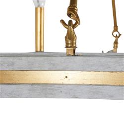 Lockhart French Grey Wood Vintage Gold Iron Candle Style Chandelier|