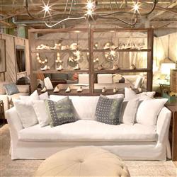 Cisco Home Seda Denim White Slipcovered Sofa - 84"W|