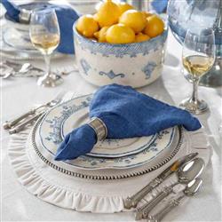 Burano Coastal White Ceramic Blue Lace Salad Plate|