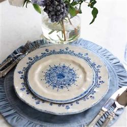 Burano Coastal White Ceramic Blue Lace Salad Plate|