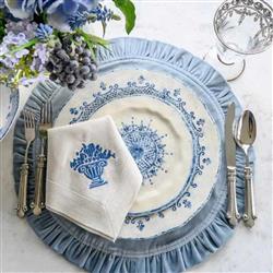 Burano Coastal White Ceramic Blue Lace Salad Plate|