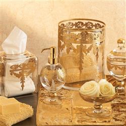 Baroque Hollywood Regency Gold Accent Glass Soap Dispenser|