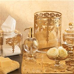 Baroque Hollywood Regency Gold Accent Glass Tissue Holder|