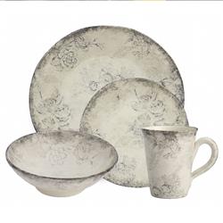 Giulietta French Country Black Floral Ceramic Dinner Plate|