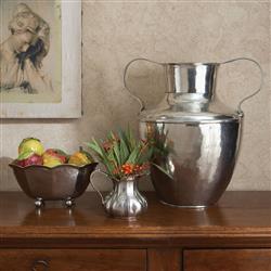 Vintage French Silver Pewter Scalloped Serving Bowl|