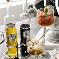 Tavola Modern Clear Glass Oil &amp; Vinegar with Caddy|