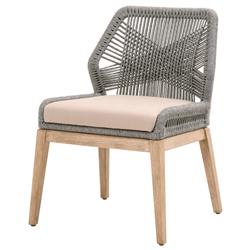 Lorry Coastal Beach Platinum Woven Rope Mahogany Dining Side Chairs - Set of 2|