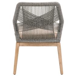 Lorry Coastal Beach Platinum Woven Rope Mahogany Dining Side Chairs - Set of 2|