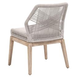 Lorry Coastal Taupe Woven Rope Performance Mahogany Dining Side Chairs - Set of 2|