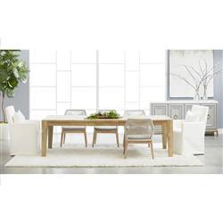 Lorry Coastal Taupe Woven Rope Performance Mahogany Dining Side Chairs - Set of 2|