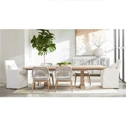 Lorry Coastal Taupe Woven Rope Performance Mahogany Dining Side Chairs - Set of 2|