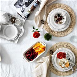 Juliska Berry &amp; Thread French Panel Whitewash Ceramic Cereal Bowl|