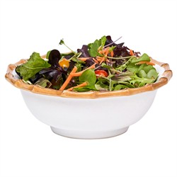 Juliska Natural Bamboo Rim White Ceramic Cereal Bowl|