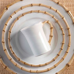 Juliska Natural Bamboo Handle White Ceramic Mug|