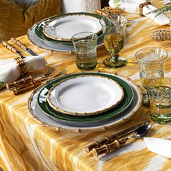 Juliska Natural Bamboo Rim White Ceramic Salad Plate|