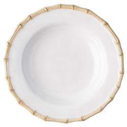 Juliska Natural Bamboo Rim White Ceramic Soup Bowl|