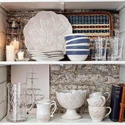 Juliska Le Panier Delft Blue Band White Ceramic Cereal Bowl|