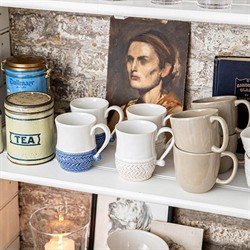 Juliska Le Panier Delft Blue Band White Ceramic Mug|