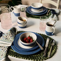 Juliska Le Panier Delft Blue Band White Ceramic Salad Plate|