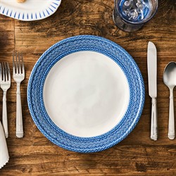 Juliska Le Panier Delft Blue Band White Ceramic Dinner Plate|