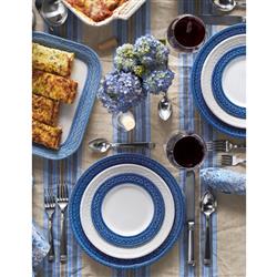 Juliska Le Panier Delft Blue Band White Ceramic Dinner Plate|