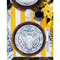 Juliska Iberian Journey Indigo Coastal White Ceramic Dinner Plate|