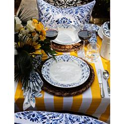 Juliska Iberian Journey Indigo Coastal White Ceramic Dinner Plate|