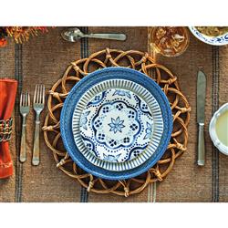 Juliska Iberian Journey Indigo Coastal White Ceramic Cocktail Plate|
