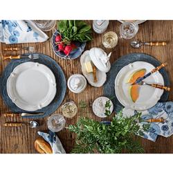 Juliska Berry &amp; Thread Flared Whitewash Ceramic Cocktail Plate|