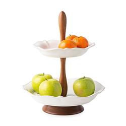 Juliska Berry &amp; Thread Whitewash Ceramic 2-Tier Serving Stand|