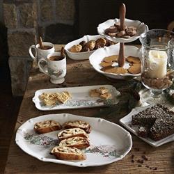 Juliska Berry &amp; Thread Whitewash Ceramic 2-Tier Serving Stand|