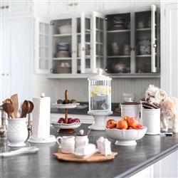 Juliska Berry &amp; Thread Whitewash Ceramic 2-Tier Serving Stand|