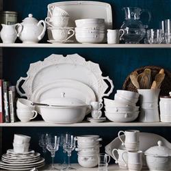 Juliska Berry &amp; Thread French Panel Whitewash Ceramic Coupe Pasta Bowl|