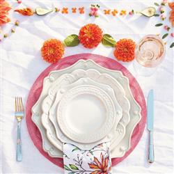 Juliska Berry &amp; Thread Whitewash Ceramic Scallop Salad Plate|