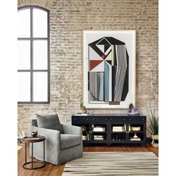 Katren Industrial Matte Black Metal Brass Box Media Cabinet|