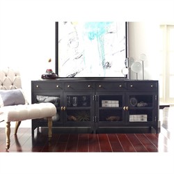 Katren Industrial Matte Black Metal Brass Box Media Cabinet|