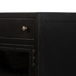 Katren Industrial Matte Black Metal Brass Box Media Cabinet|