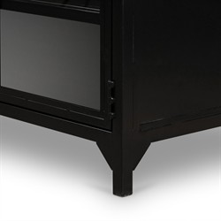 Katren Industrial Matte Black Metal Brass Box Media Cabinet|