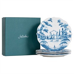 Juliska Country Estate Delft Blue Ceramic Party Plates - Set of 4|
