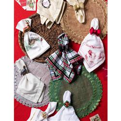 Juliska Country Estate Winter Frolic White Cotton Napkin|